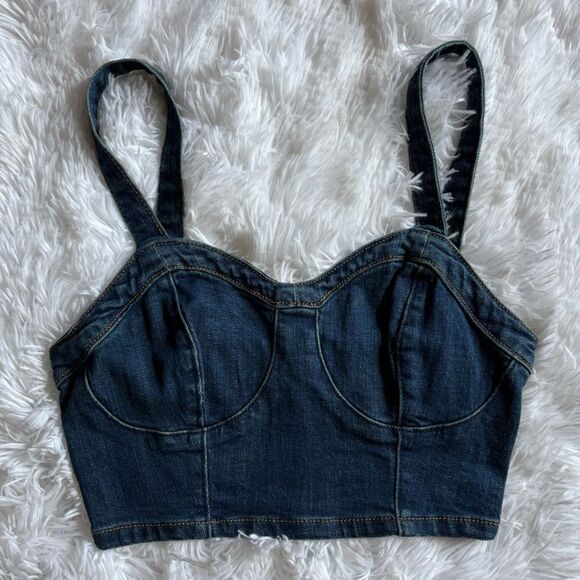 Aeropostale Denim Crop Top Womens Size XS - Picture 1 of 5